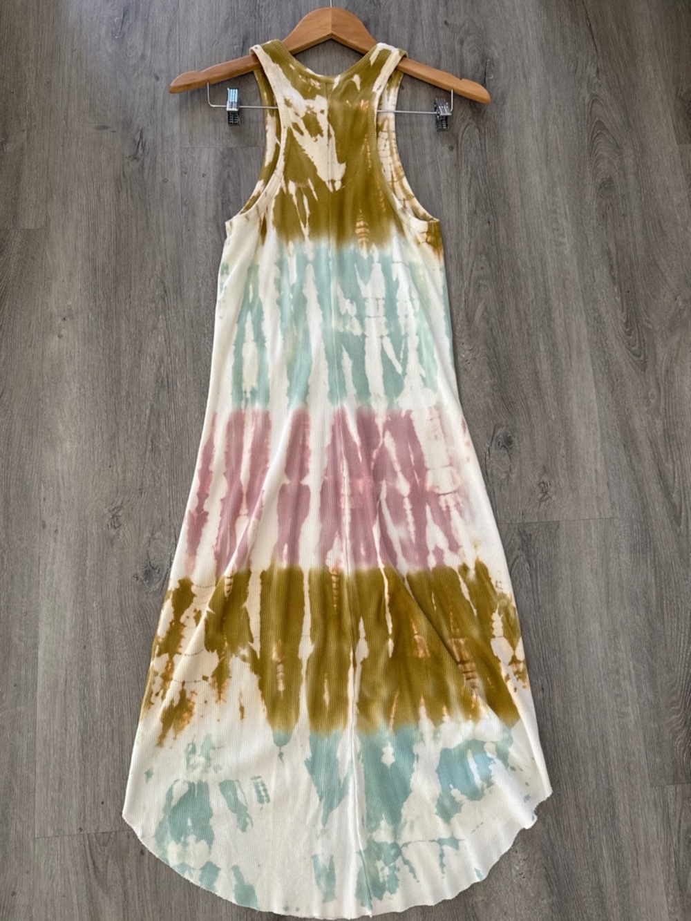 Young Fabulous & Broke Olive, Blush & Mint Tie-Dye Tank Maxi Dress (Sml Med fit) - Picture 5 of 5